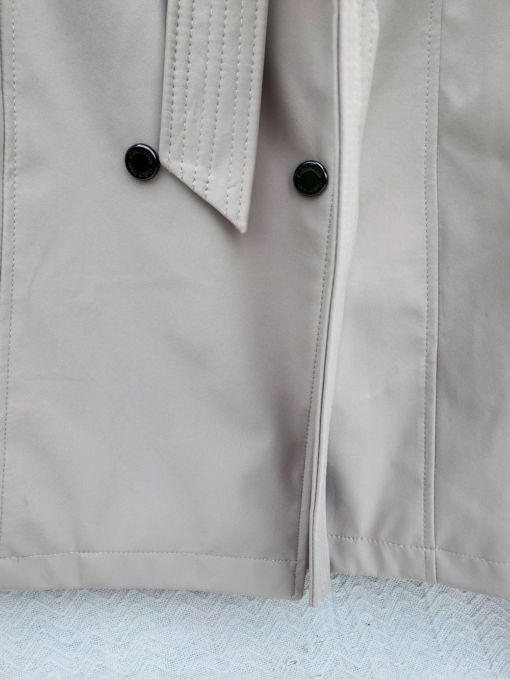 Calvin Klein Light Beige Double-Breasted Trench Coat with Belt - Picture 7 of 11